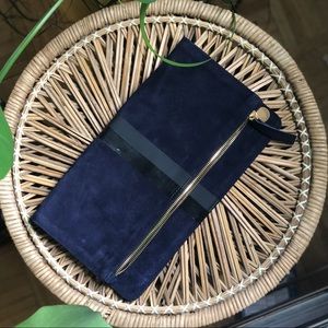Clare V navy foldover clutch